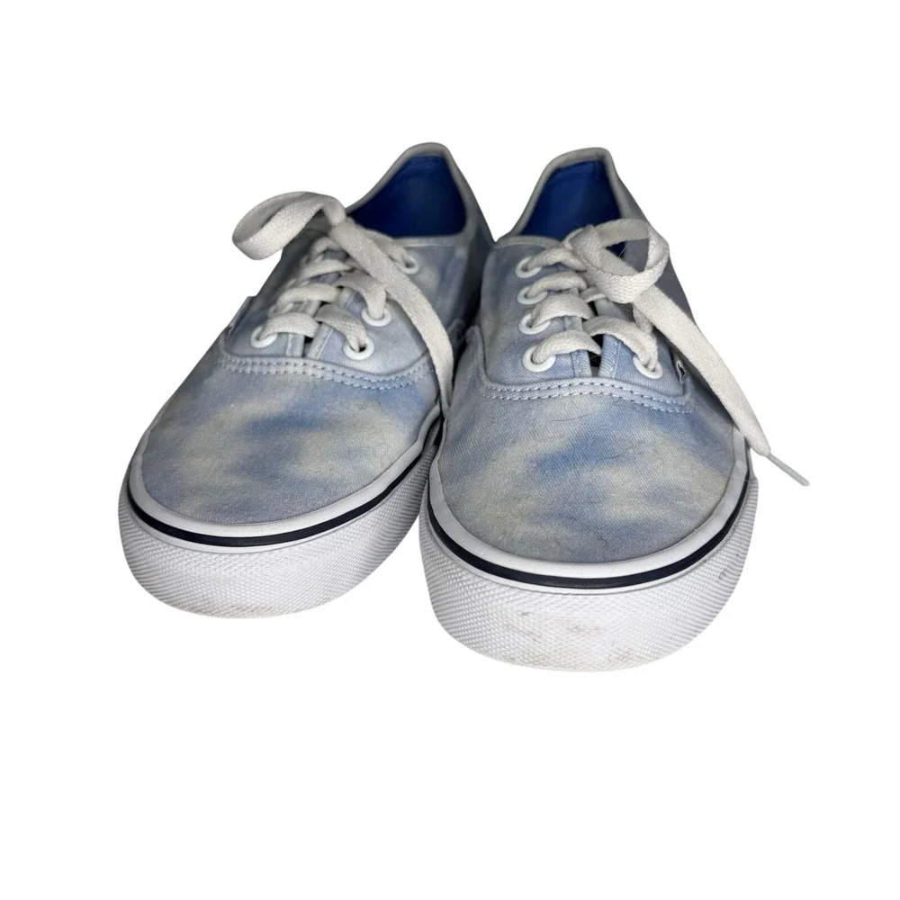 Vans Sky Blue White Tie Dye Clouds‎ Acid Wash Sneakers Lace Up Classic Size 7.5